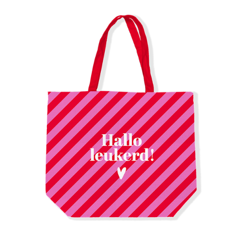 Canvas tas - Gestreept - Mokka/beige