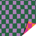 Cadeaupapier - Handdraw grid Green/Purple  - 2 meter