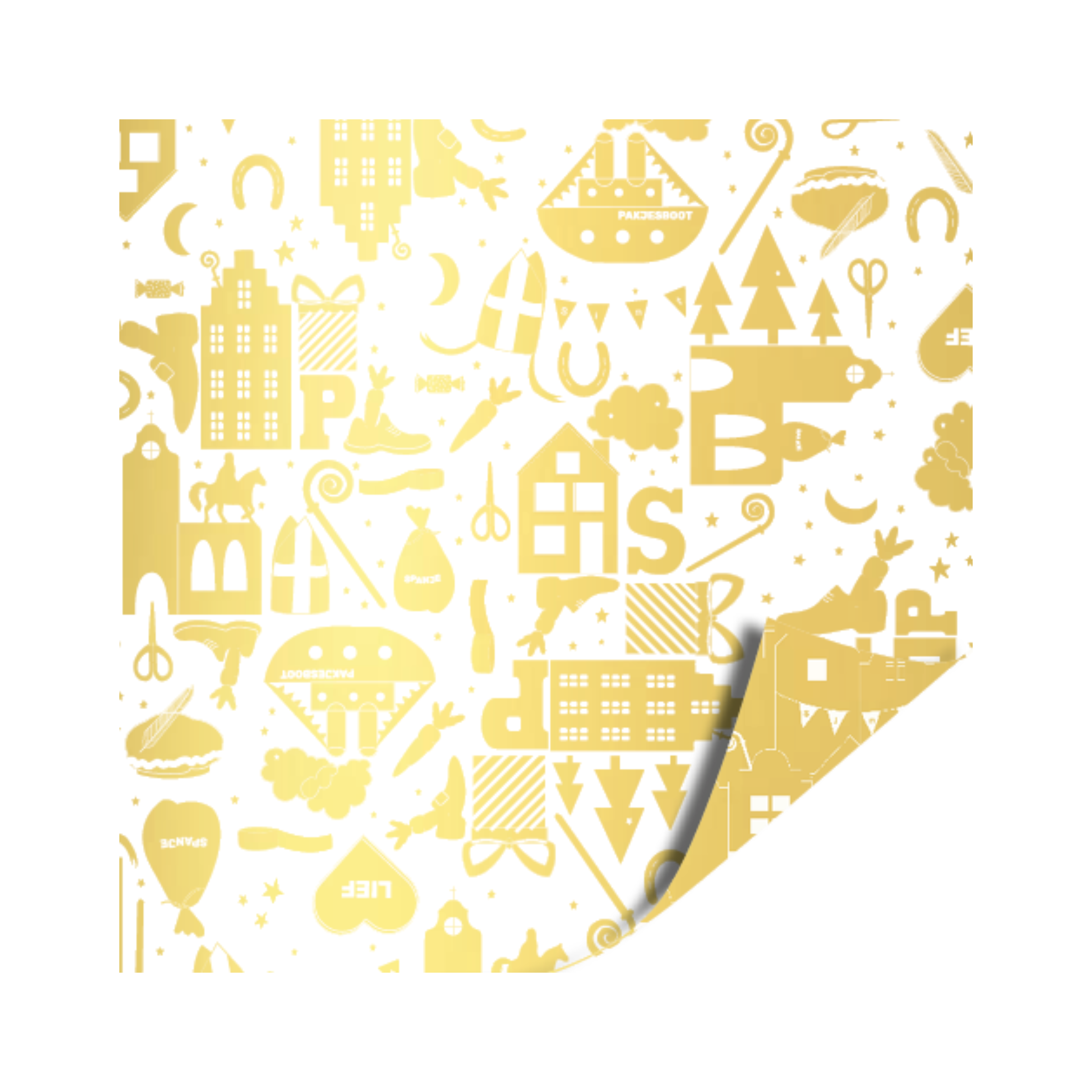 Cadeaupapier - Sint wit/goud- 2 meter