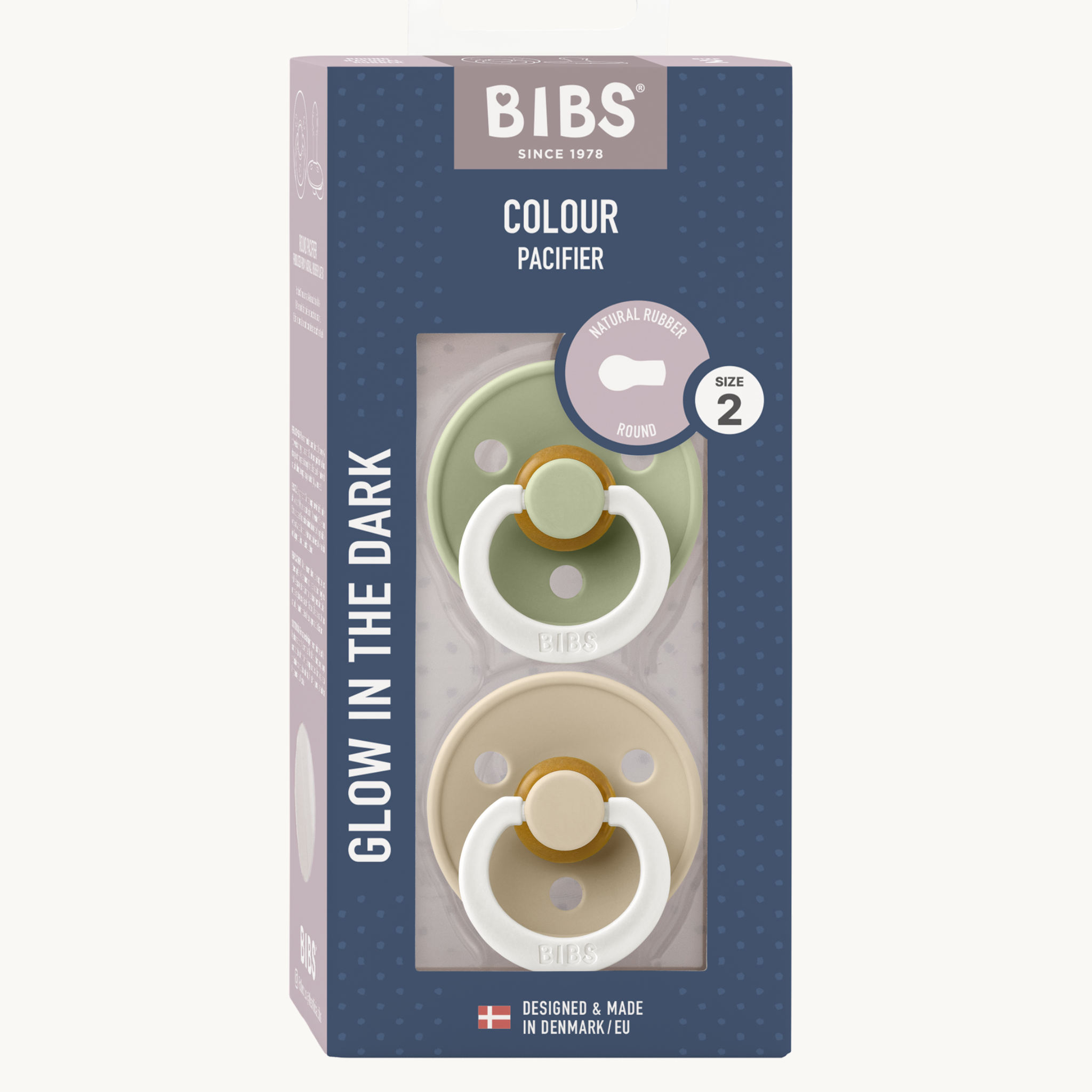 Bibs Speen 2 pack - Sage/Vanilla - Glow in the dark - Size 2
