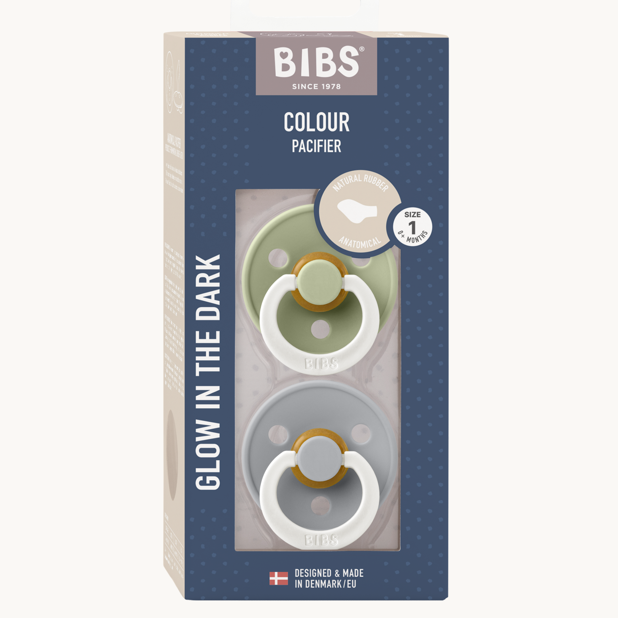 Bibs Speen 2 pack - Anatomisch - Sage/Cloud- Glow in the dark - Size 2