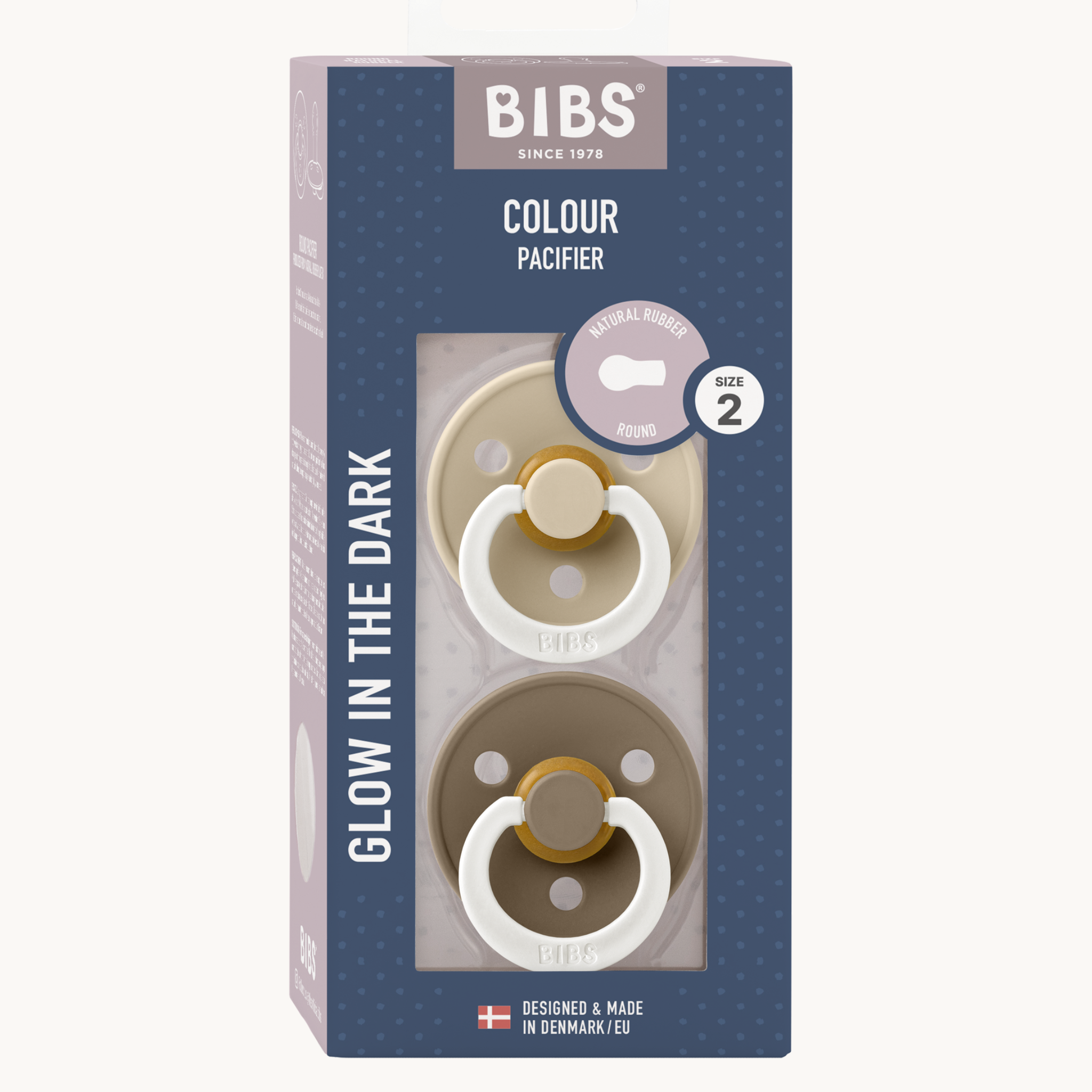 Bibs Speen 2 pack - Vanilla/Dark Oak - Glow in the dark - Size 2