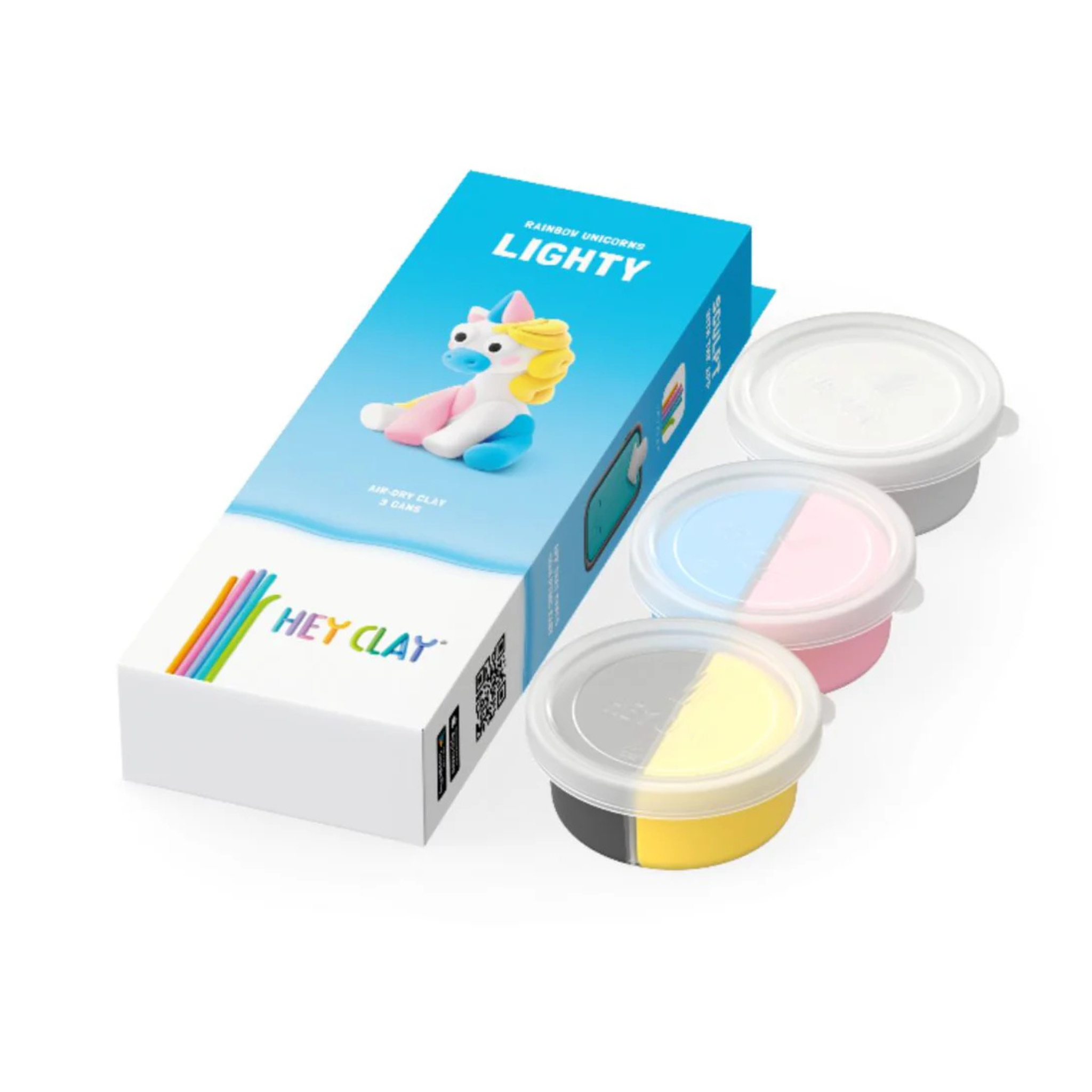 Hey Clay -  Regenboog Unicorn - Lighty  - 3 bakjes