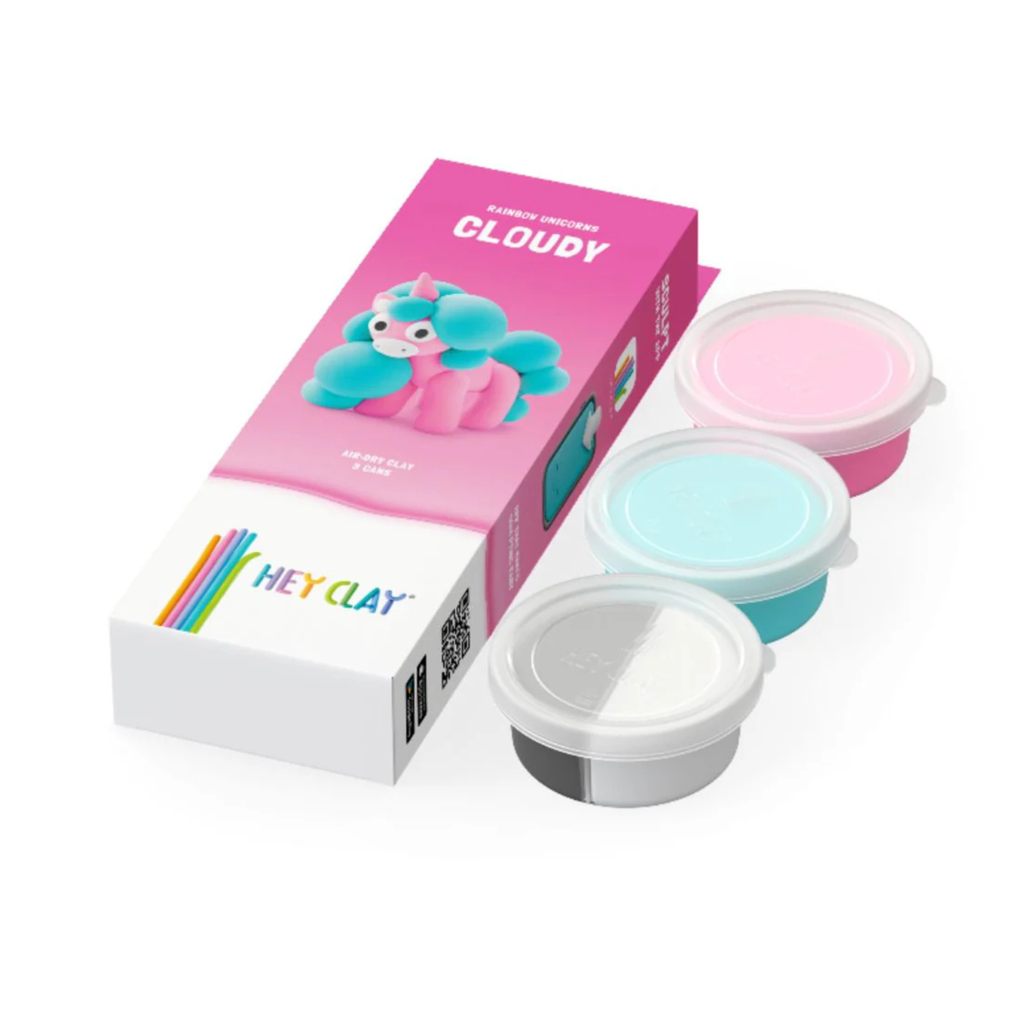 Hey Clay -  Regenboog Unicorn - Cloudy - 3 bakjes