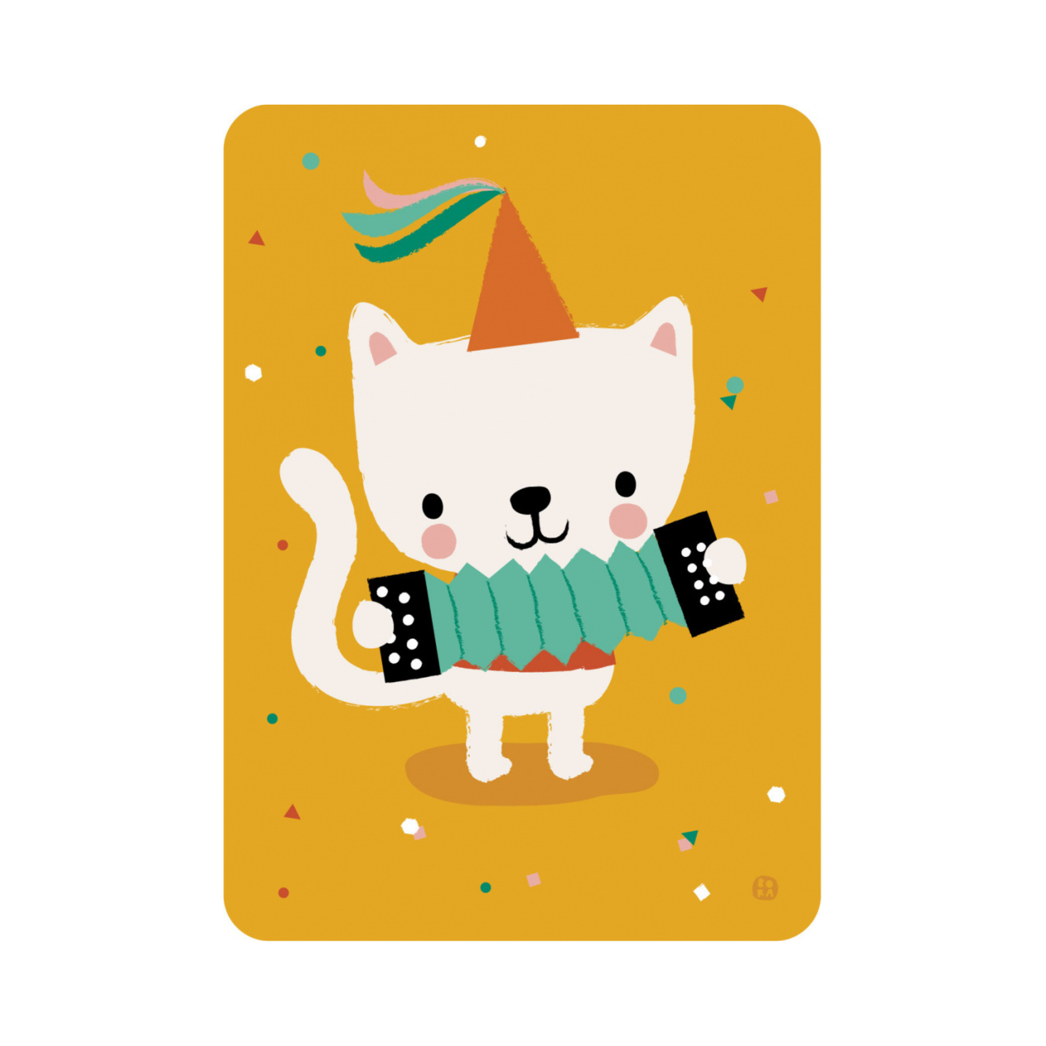 Wenskaart - Accordeon kat