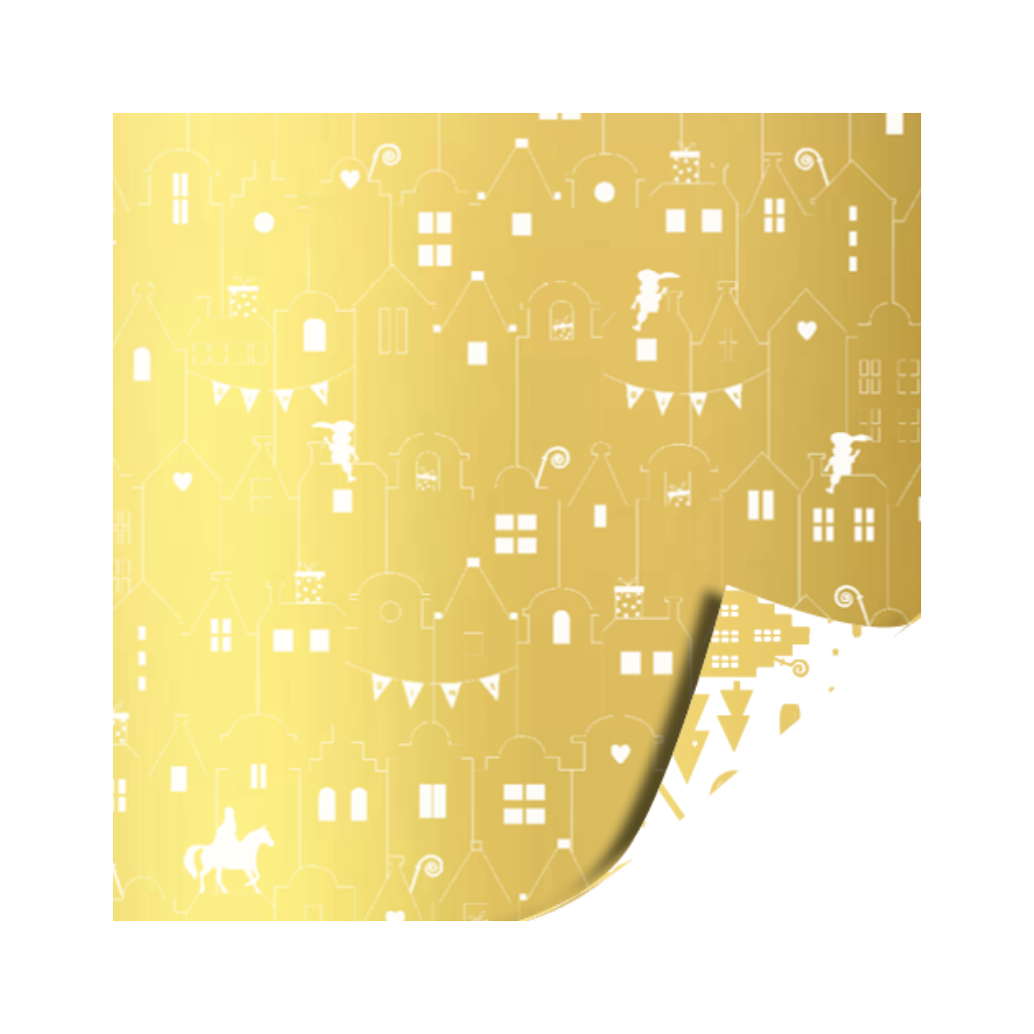 Cadeaupapier - Sint wit/goud- 2 meter