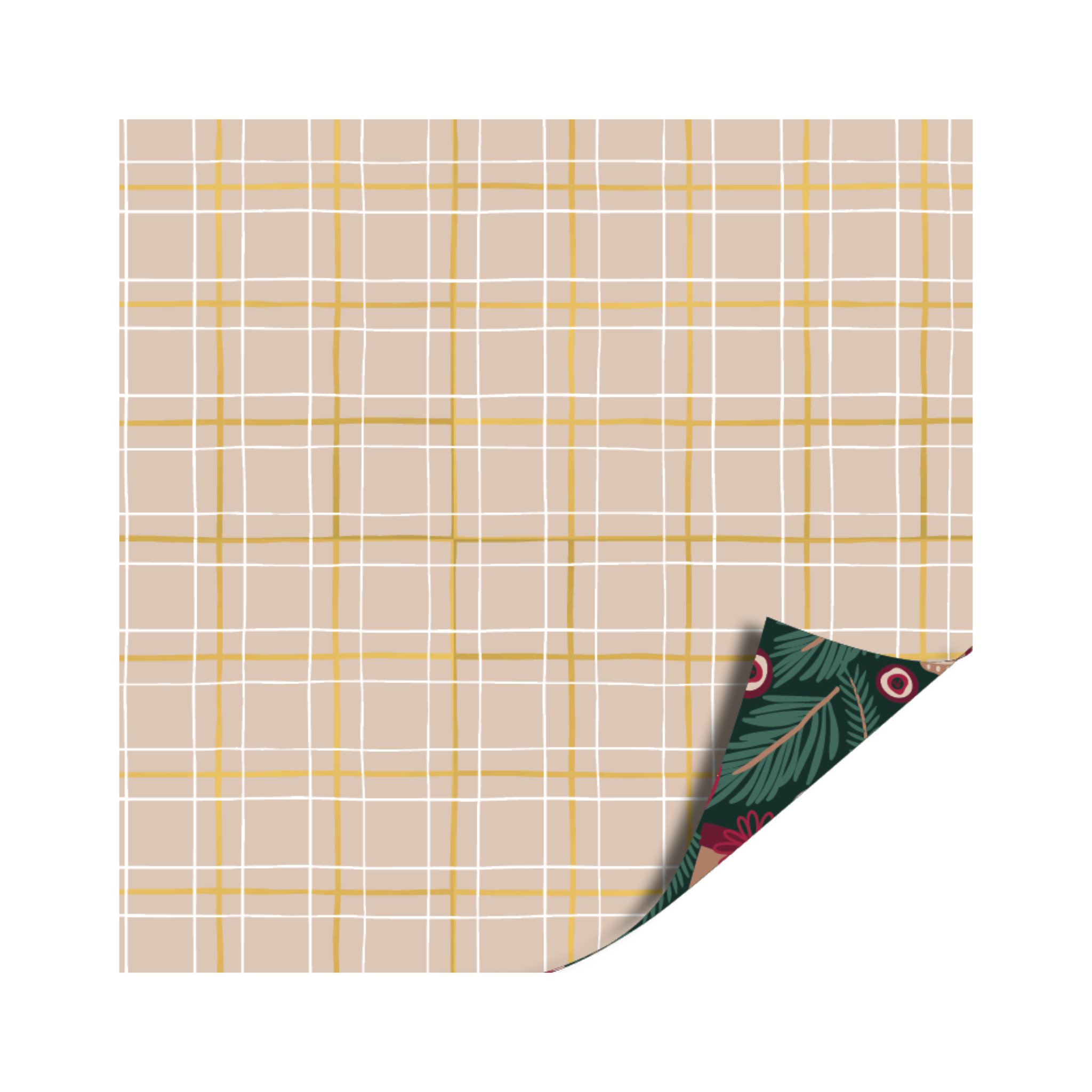 Cadeaupapier - Burgundy/Kersttakjes - 2 meter