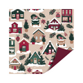 Cadeaupapier - Kersthuisjes/Uni burgundy  - 2 meter