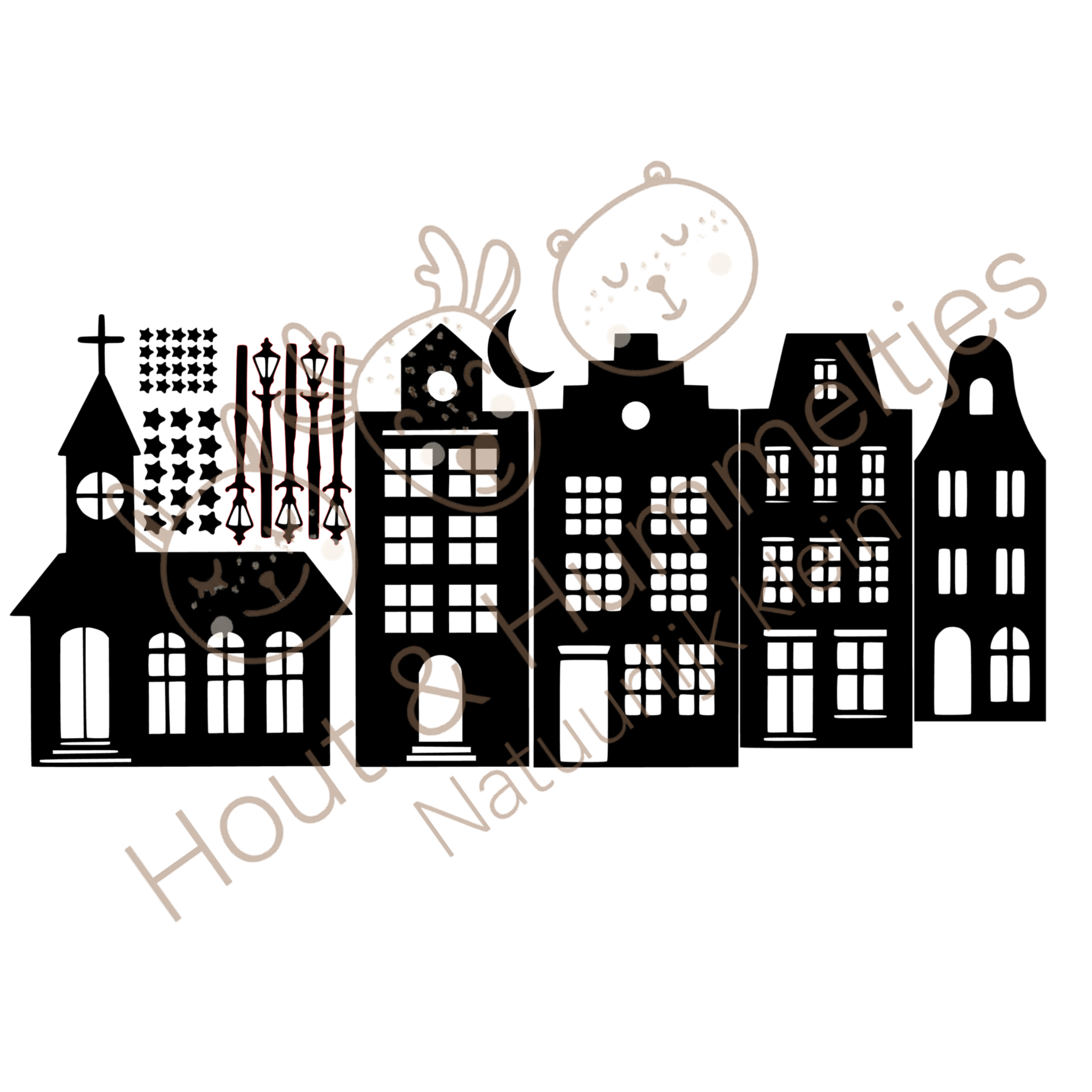 Herbruikbare raamstickers - Basisset huizen