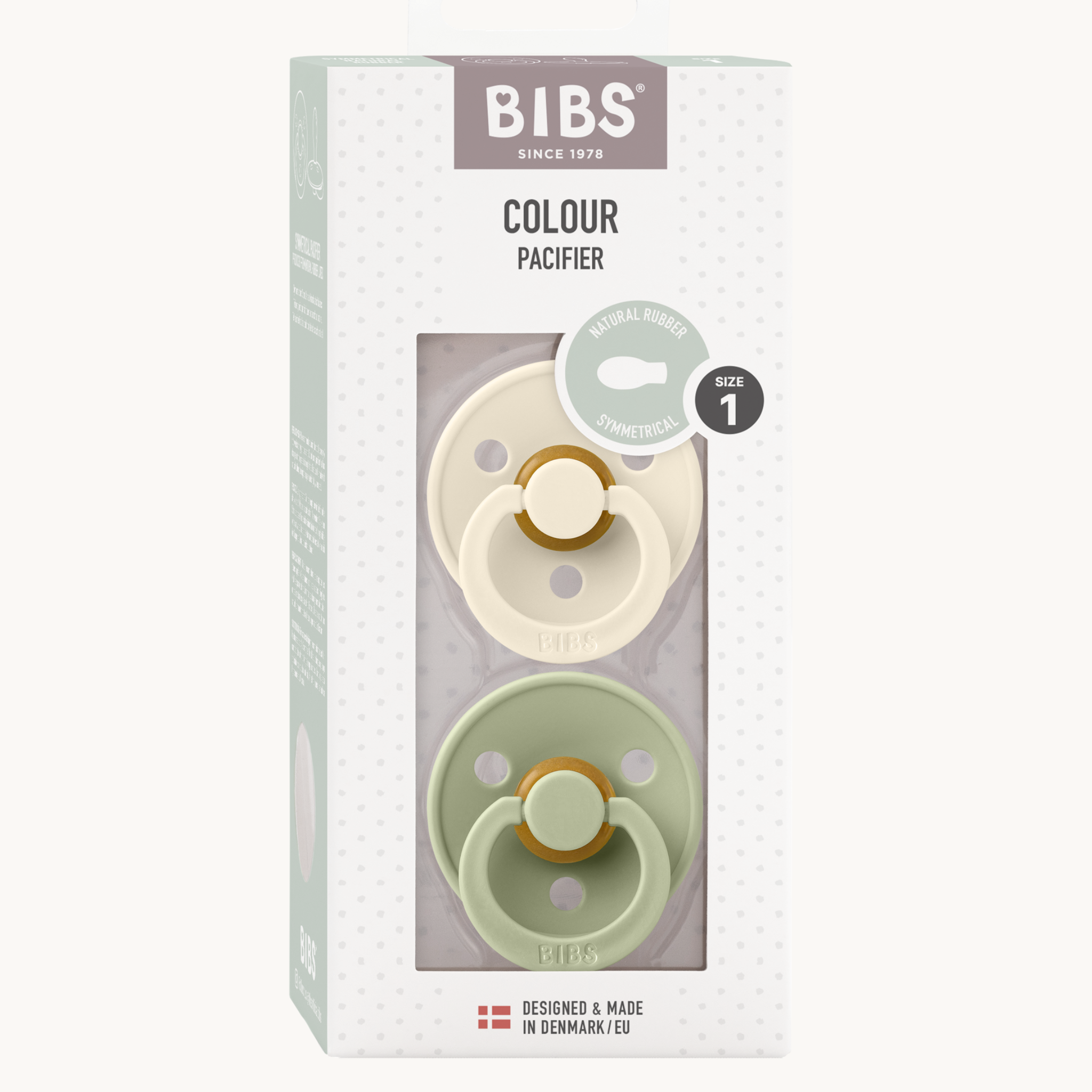 Bibs Speen 2 pack - Symmetrisch - Ivory/Sage - Size 1